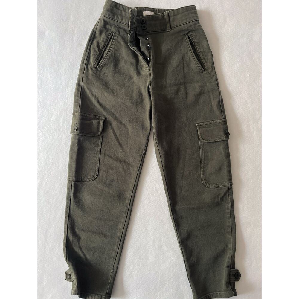 Wilfred Free Modern Cargo Pants Women 2 Army Green Utility Pockets Tapered Hem